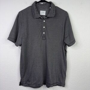 Billy Reid Polo Shirt Mens L Gray Striped Standard Short Sleeve Performance Golf